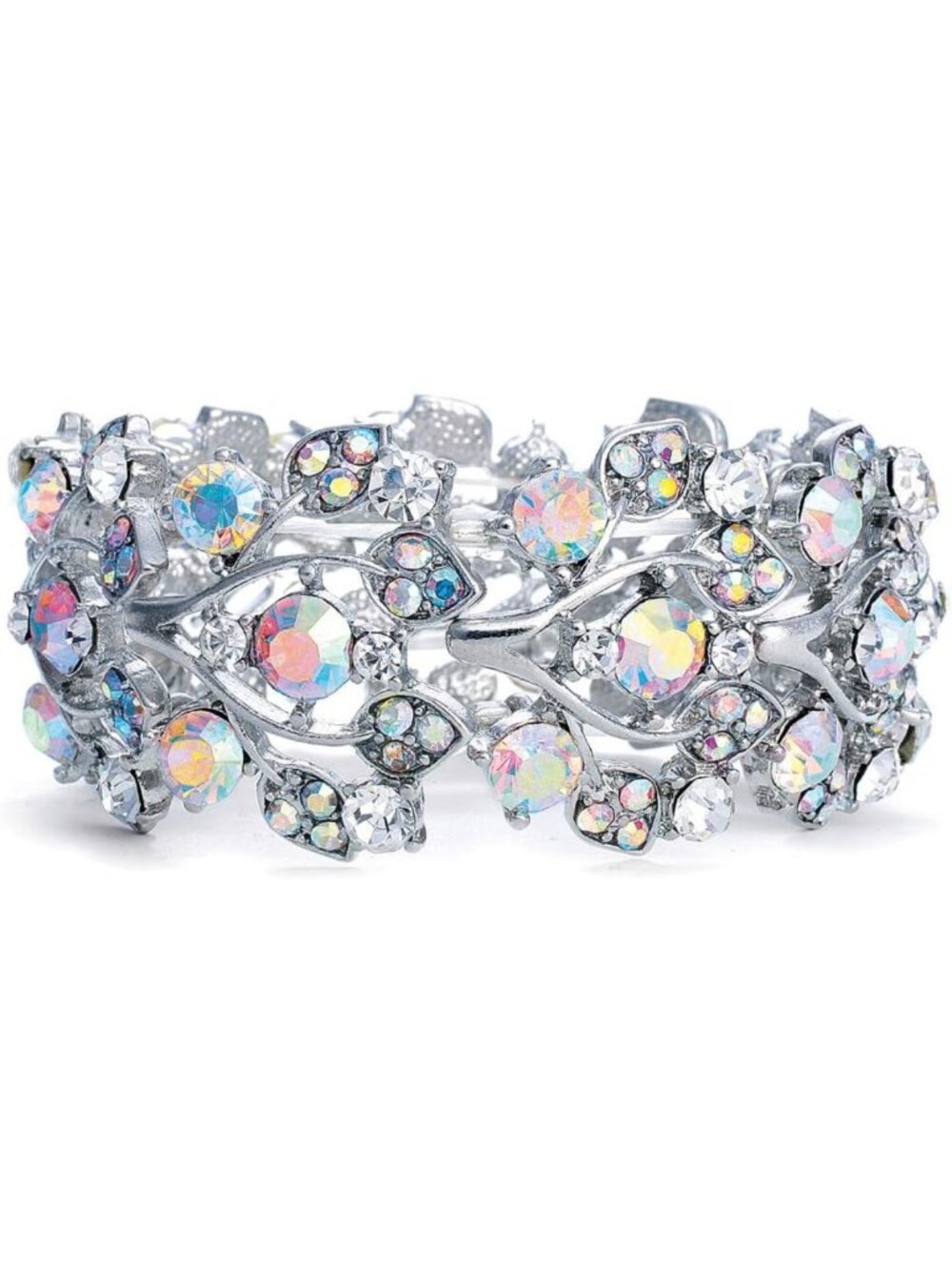 Stunning Aurora Borealis Crystal Stretch Bracelet - Perfect for Prom, Weddings